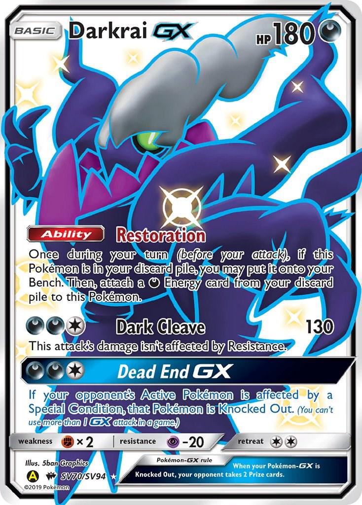 Hidden Fates Darkrai GX Pokémon card
